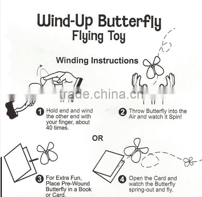 Promotional wind up flying butterfly toys surprising toys from the card or the book