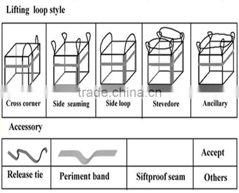 recycled PP super sacks bulk bag for construction sand with cross corner loop