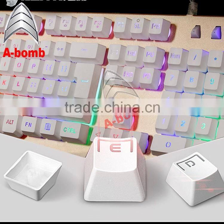 2016 A-bomb waterproof LED mechanical keyboard with metal material and ABS