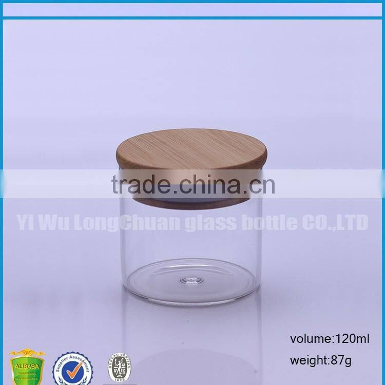 120ml airtight hot selling glass bottle with bamboo lid