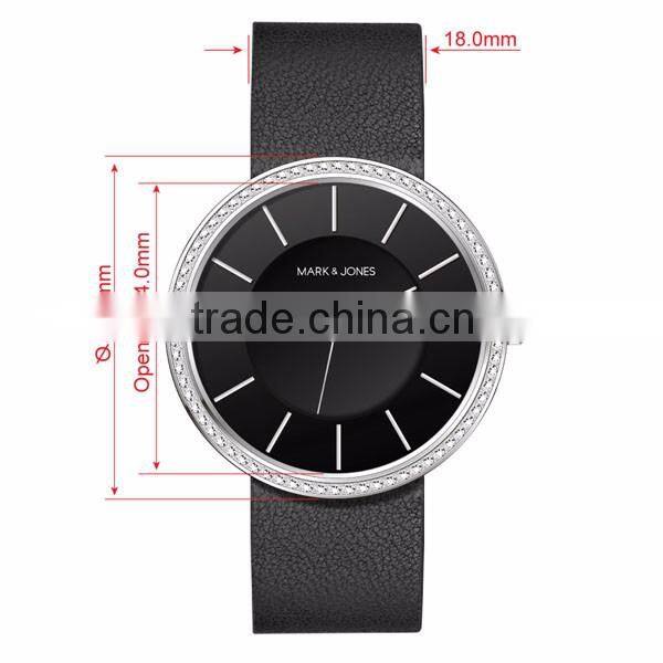 2016 Thin quartz Diamond womens stainless steel watch crystal