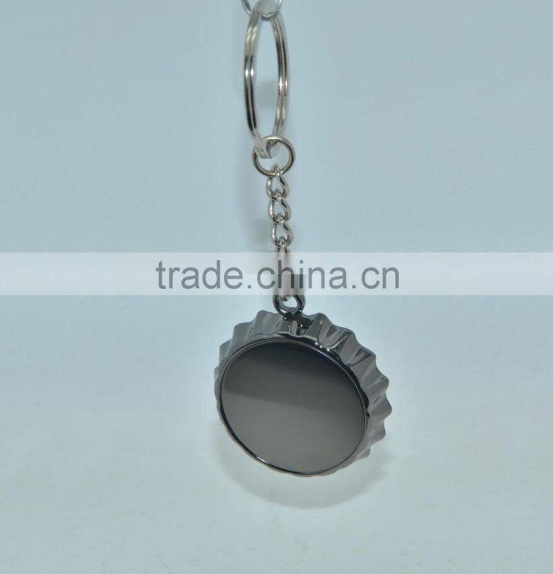 Modern design bottle cap shape keychain bottle opener