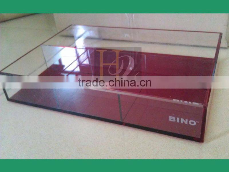 Factory supply 4 compartments square acrylic serving tray acrylic wine glass holder tray