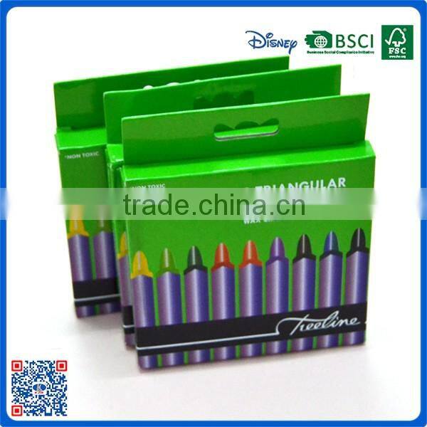 2016 wholesale 9 colors triangular crayons in paper box customized Logo printed crayons