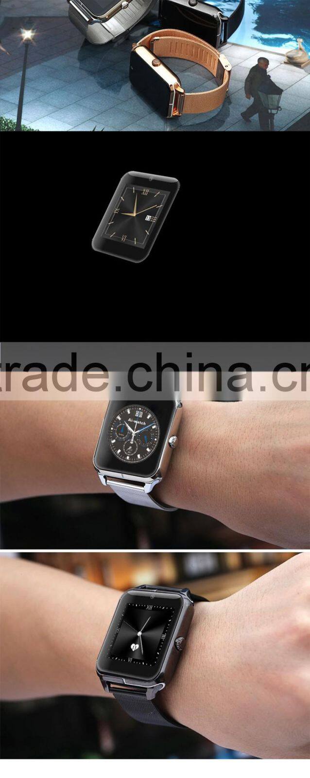 2016 New fashion Z50 Bluetooth Smart Watch with Heart Rate SIM card TF Mp3 Mp4 pedometer sleep Monitoring or IOS Android phones