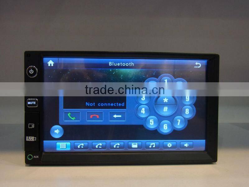 7inch double din car mp5 with USB/SD/Radio/AUX/Bluetooth functions and 1080P multimedia