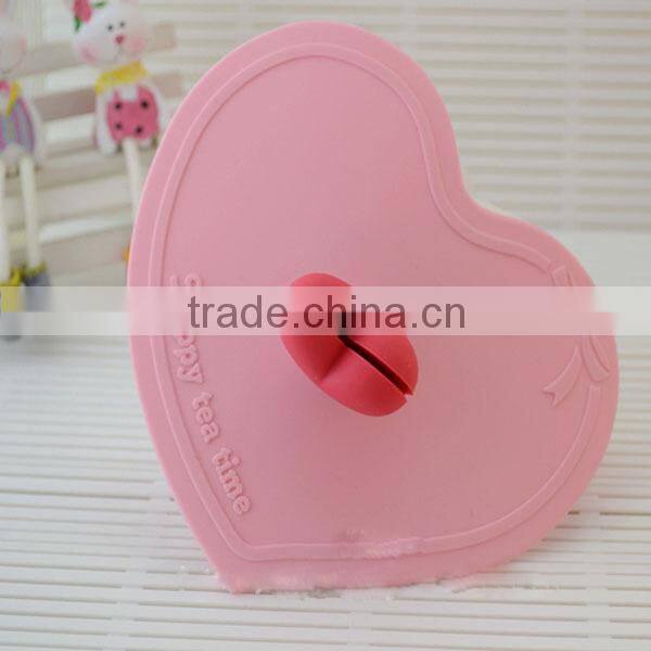 lovely heart shape,silicone lids for cups,coffee cups silicone lid,silicone coffee cup cover ,silicone mug cover
