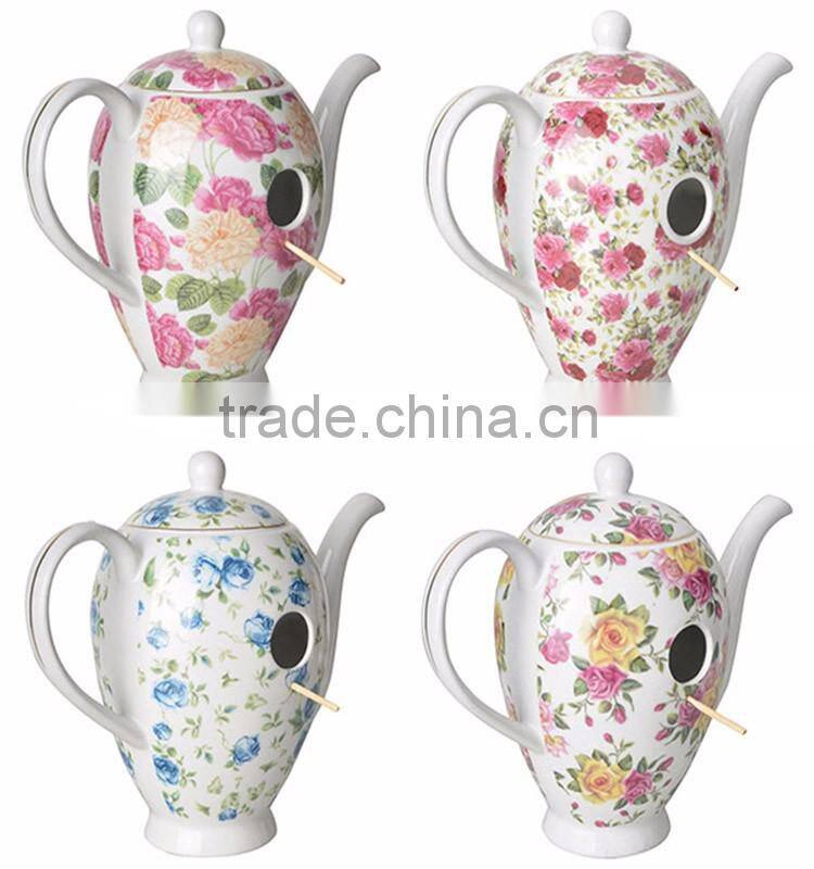 Hanging teapot ceramic bottle bird feeder
