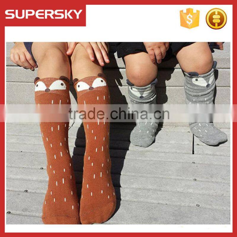 A-264 baby fox knee high socks kids knee high fox socks girl boot fox socks