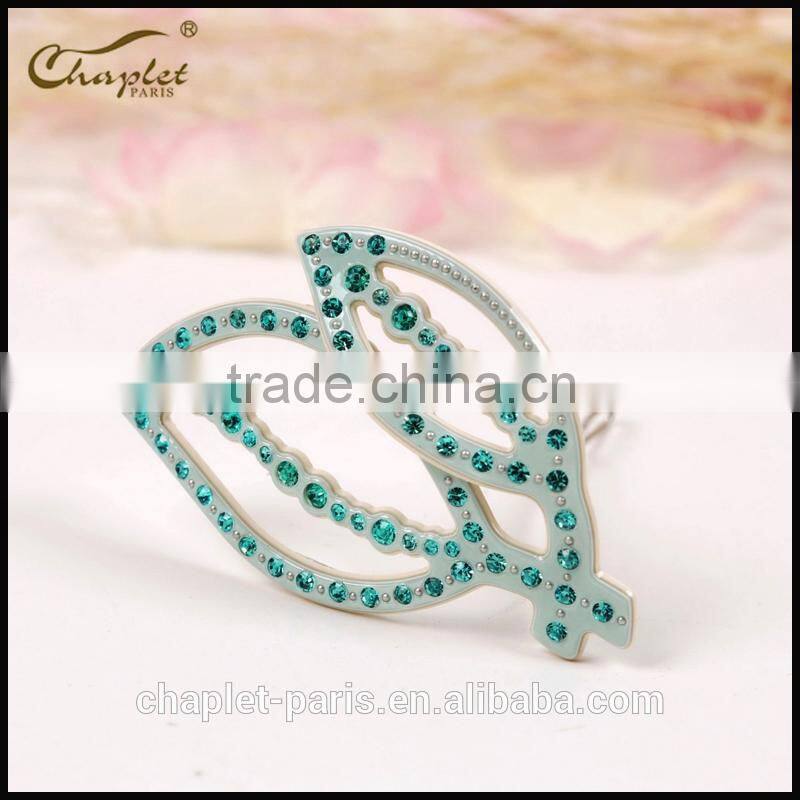 2015 newly leaf style hair accessories of rhinestone hairpin