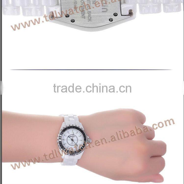 Luxury Womens Sapphire Glass Watch With Pink Zircon in Bezel