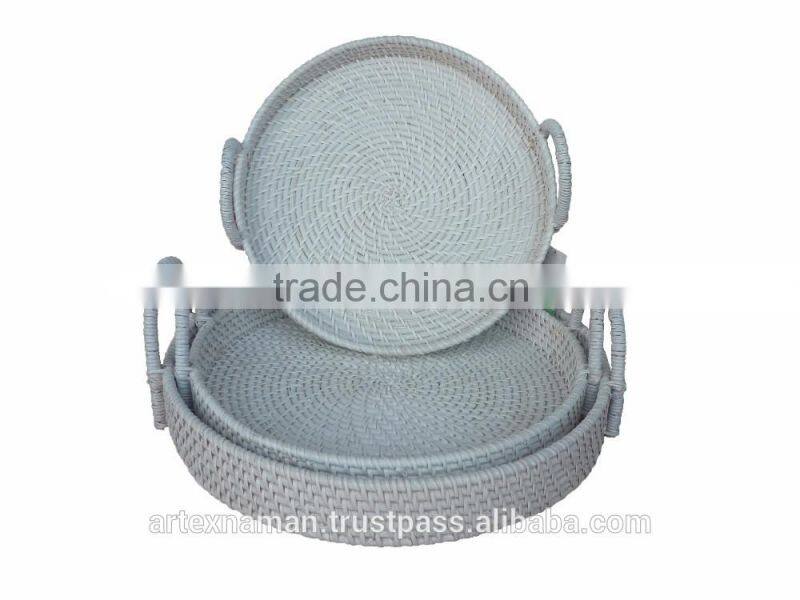 Set of 2 black Rattan Basket / Storage basket - L35x35xH24