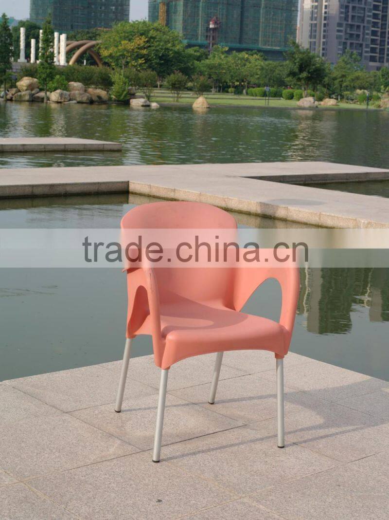 outdoor leisure stackble plastic dining coffee shop chair aluminum chair leg YC081
