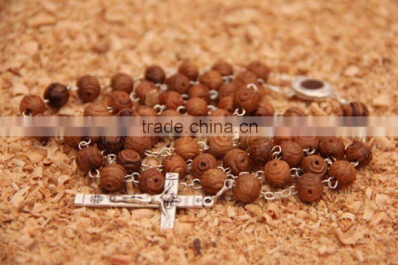 Olive Wood Carved Beads Rosary