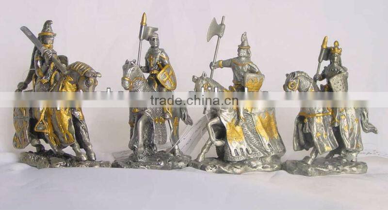 Ancient Gold Painted Metal Warrior Statues