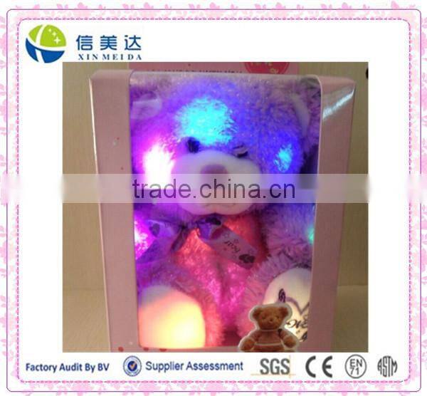 Lavender bear colorful shining led light recording teddy bear plush toy