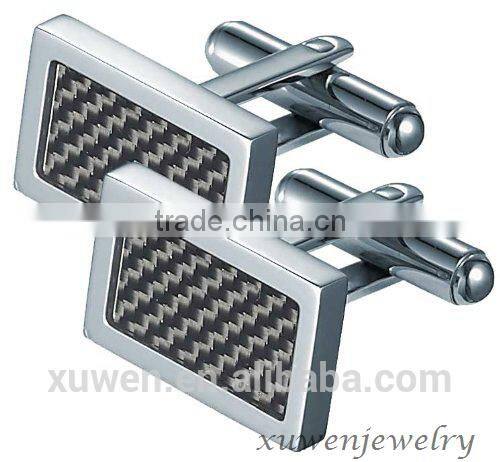 inlay carbon fiber suits 316l stainless steel cufflinks for men