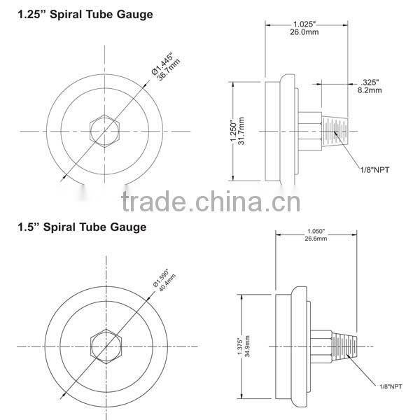 1.25 inch stainless steel case 5000 psi pressure gauge with rubber cover