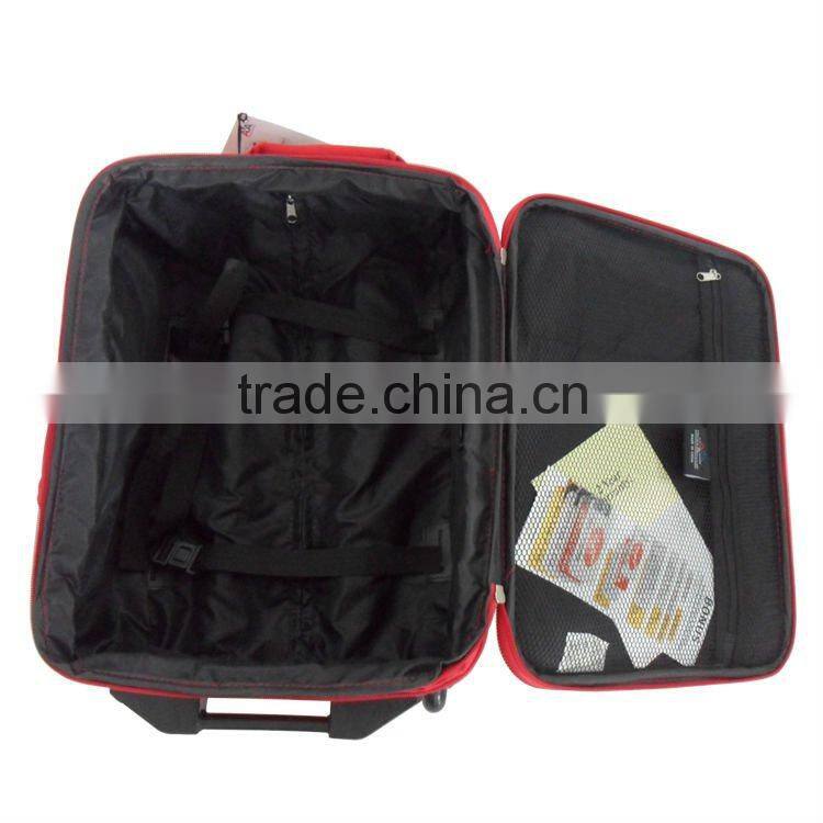 2015 Red Popular 5pcs Set fabric trolley suitcase EVA Luggage Bag /High Quality China supply luggage