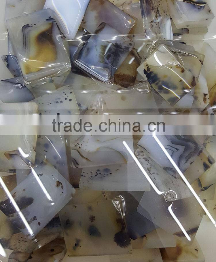 Rectangle-shaped Polished Agate Stone Slab Pendants