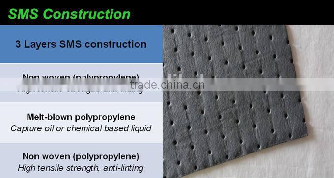 grey 100%polyproplene oil absorbent pad for general purpose