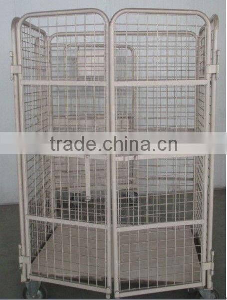 Steel Wire Foldable Rolling Trolley Tool Cart for Warehouse Logistic Workshop