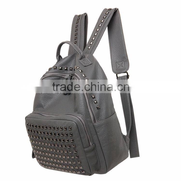 adjustable shoulder strap college school fashion rivet on women day backpacks