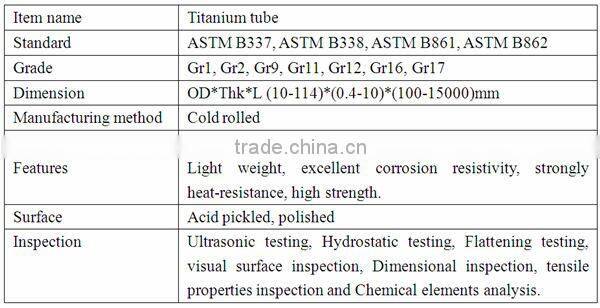 seamless astm b337 cp grade 2 titanium tube