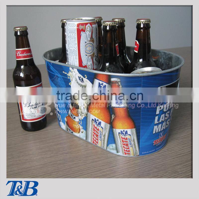Custom Hotel Galvanized Inner Handles Oval Ice Bucket