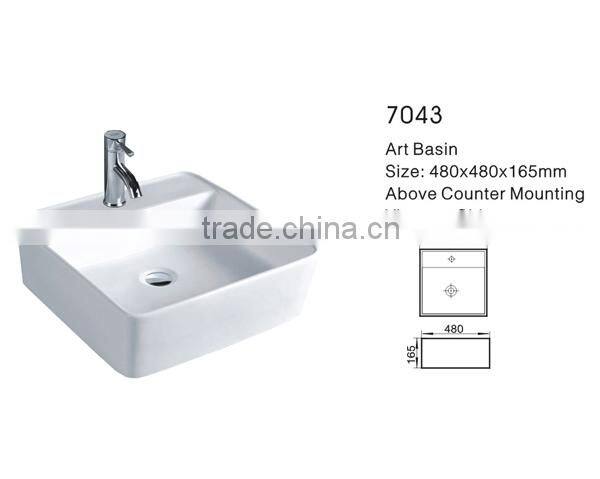 China Manufacturer Bathroom Square Ceramic Wash Basin