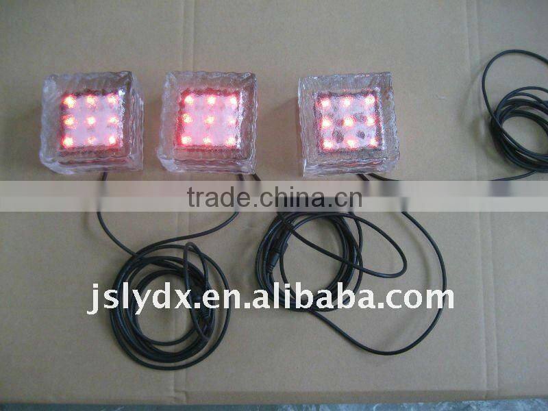 LED solar ice glass brick light RGB with remote-controller(10*10*5cm 3 pieces per set))