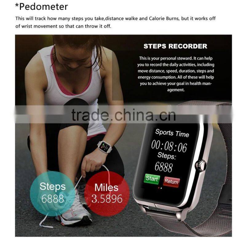 New Sedentary Remind Inteligente Z60 Smart Watch TF Card Camera Bluetooth Smartwatch For Android Phone