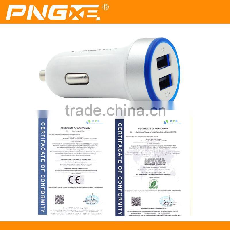 2016 PNGXE phone accessory quick charge 2.0 car charger for mobile phone dual usb car charger
