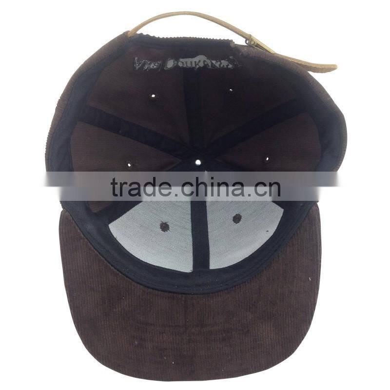 Unisex custom vintage embroidered corduroy blank baseball snapback cap wholesale