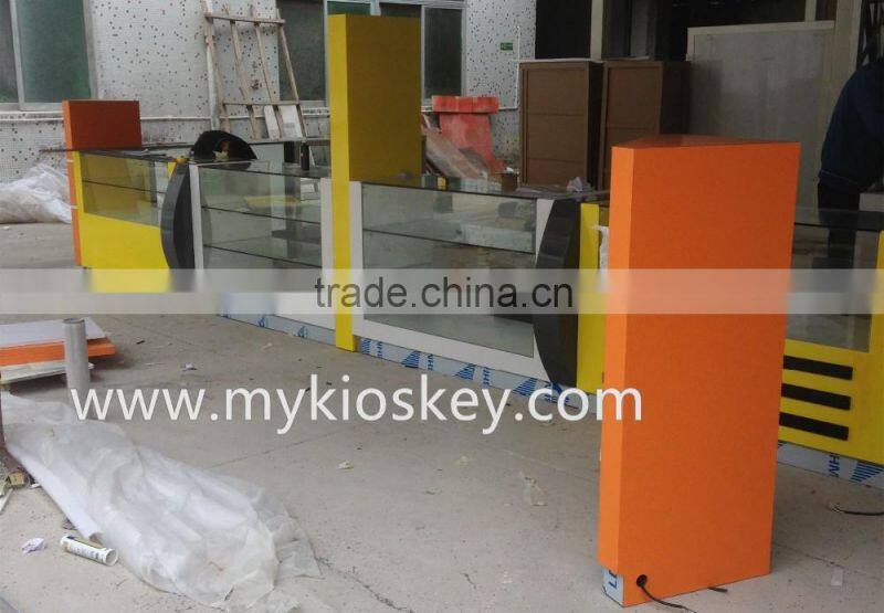 High end cell phone display showcase in cell phone shop for retail