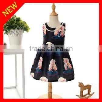 new fashion design kids dress floral printed dress for girls