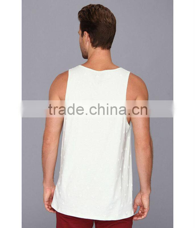 comfortable cotton fabric mens all over print tank top in bulk