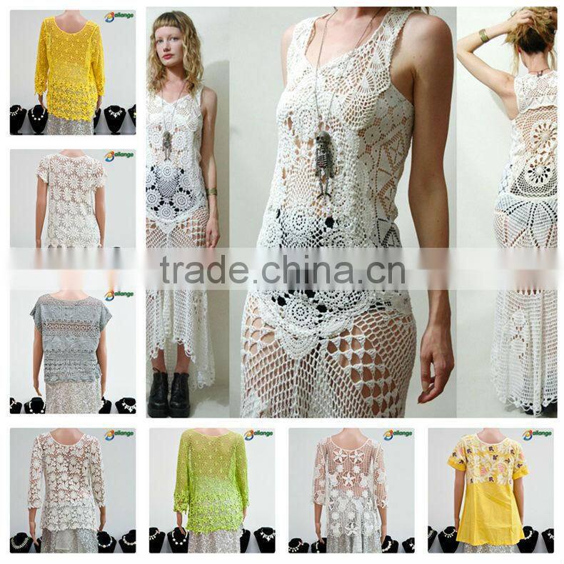 high ladies top embroidered crochet African white crochet cotton vest for garment accessories