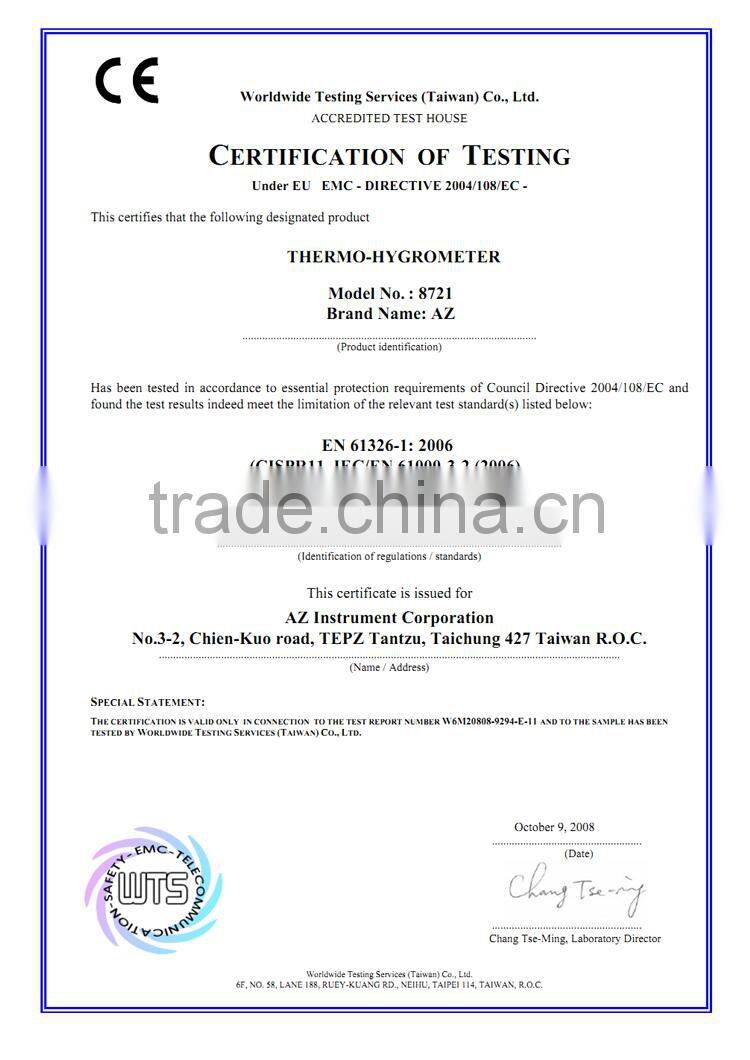 AZ8721 Multifunctional Remote Probe Type Hygro-thermometer With Alarm System