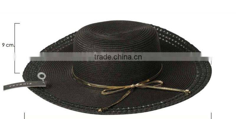 wholesale hat blcak beach lady hat paper straw hat