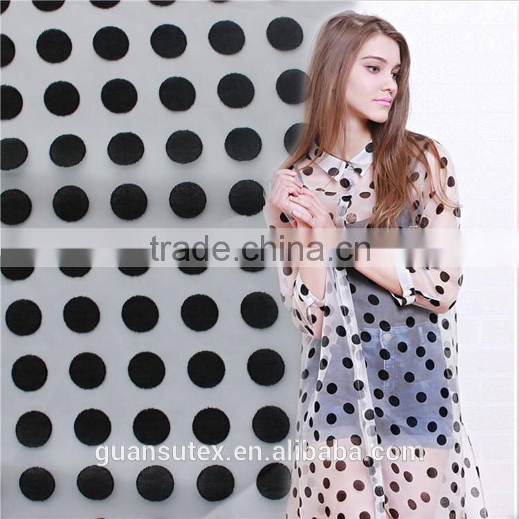 latest style organza burn out lace fabric, dot design lace fabric for women fashion dress