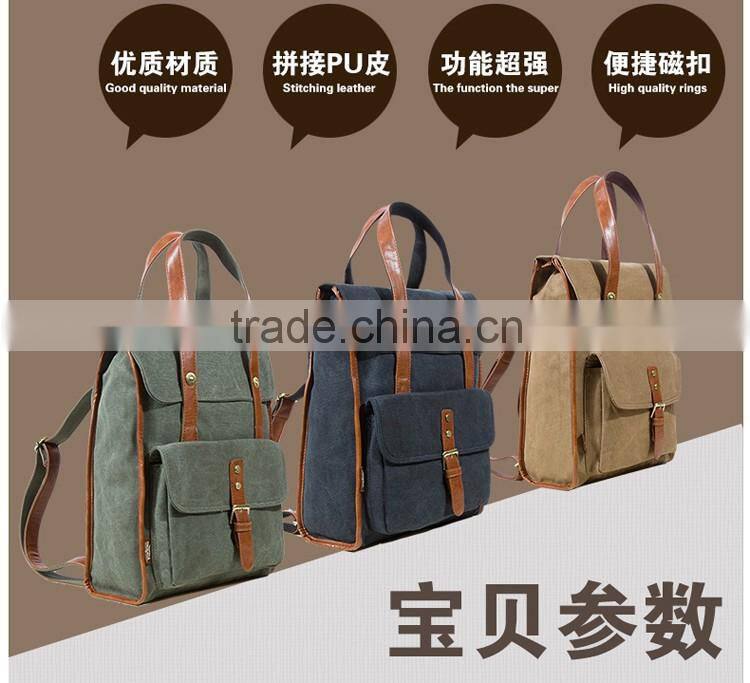 Versatile Branded Vintage Shoulder Lady Bag Cotton Canvas Backpack