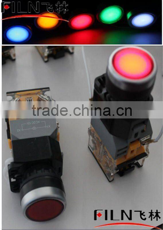 LA38-10D/203 rubber waterproof push button micro switch led 12v