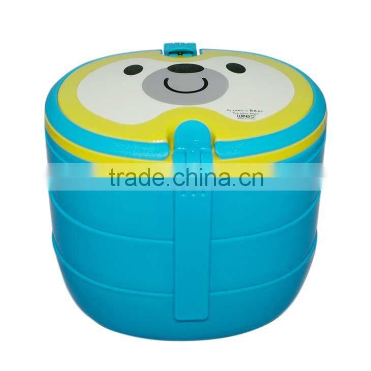 Three layer lunch box with fork and spoon