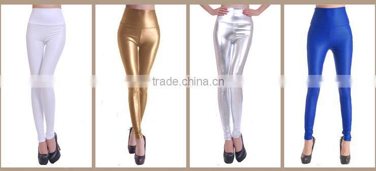 Punk Style Spring Summer Ladies Sexy Leather Look High Waist Stretch Leggings Sex Women Tights Black Leather Pants Size 6-14