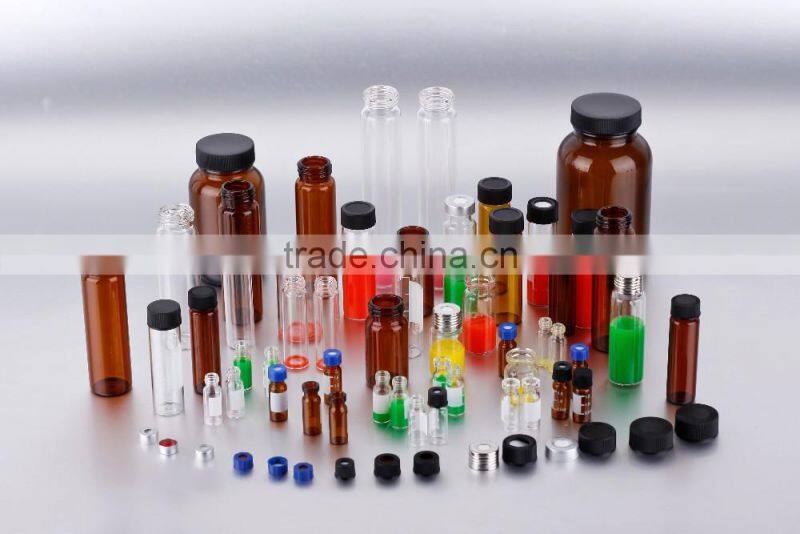 Amber 1.5ml HPLC vials 8-425 screw thread with patch for GCMS system