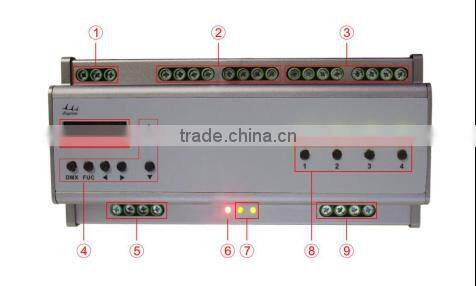 High quality and huge capacity 4CH 5A rail dmx 512 light controller
