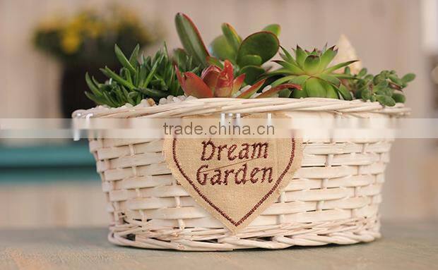Creative home design handmade white wicker basket no handles