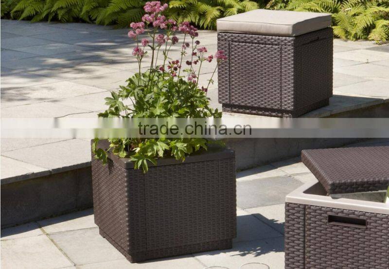 2017 Trade assurance Most popular alum frame rattan Cube planter outdoor rattan plant holder