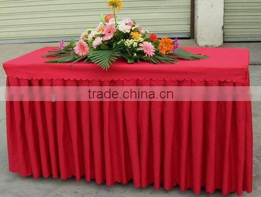 hotsale red wedding party table skirting